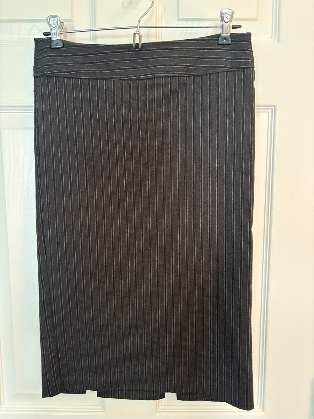 Candie's Black Pinstripe Mid-Length Pencil Skirt